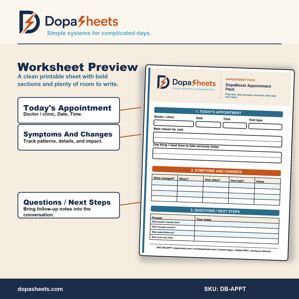 Printable Doctor Appointment Prep Sheet — Questions, Notes & Follow-Up Planner