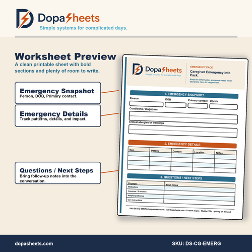 Caregiver Emergency Info Pack