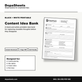 Printable Content Idea Bank — Content Idea Capture & Organization Sheet