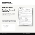 Printable Monthly Content Calendar — Monthly Content Planning Worksheet