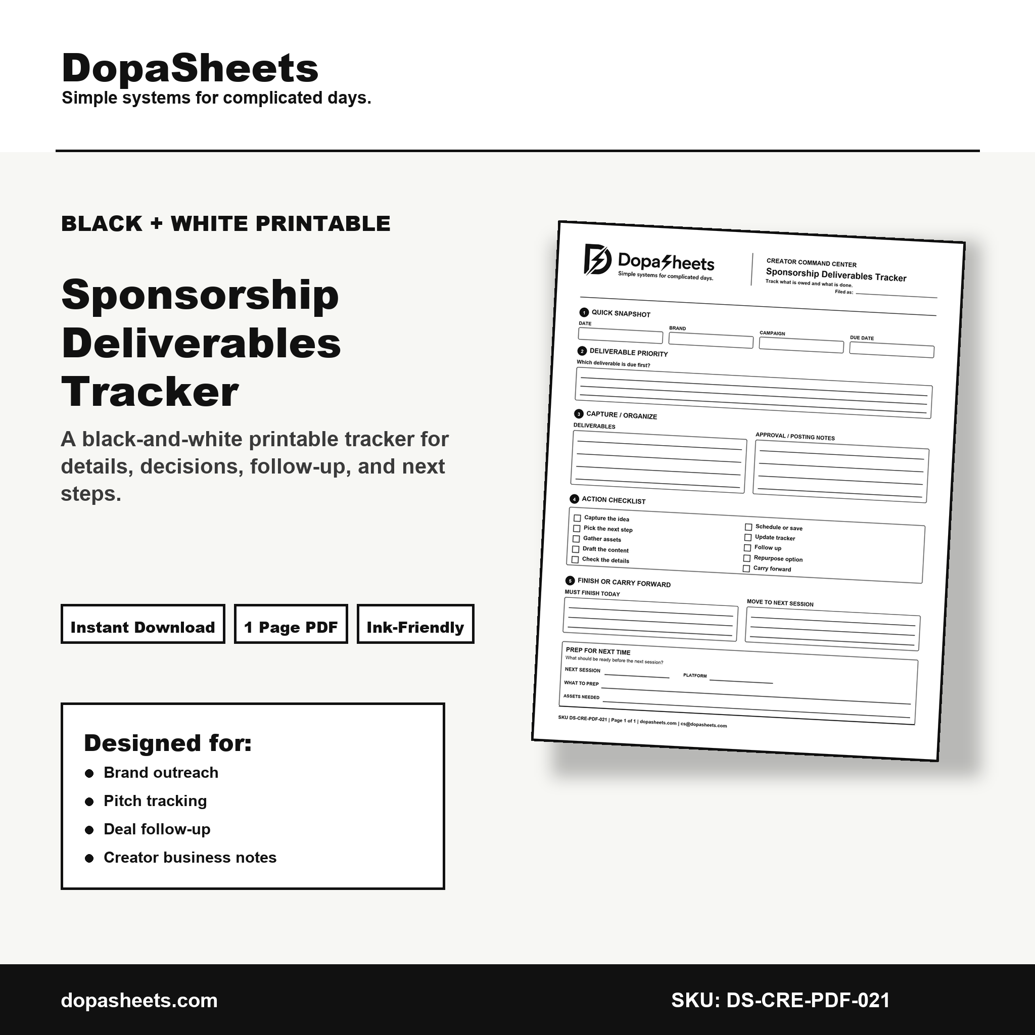 Printable Sponsorship Deliverables Tracker — Campaign Deliverable & Deadline Planner