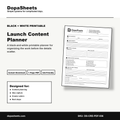 Printable Launch Content Planner — Product Launch Content Planning Sheet