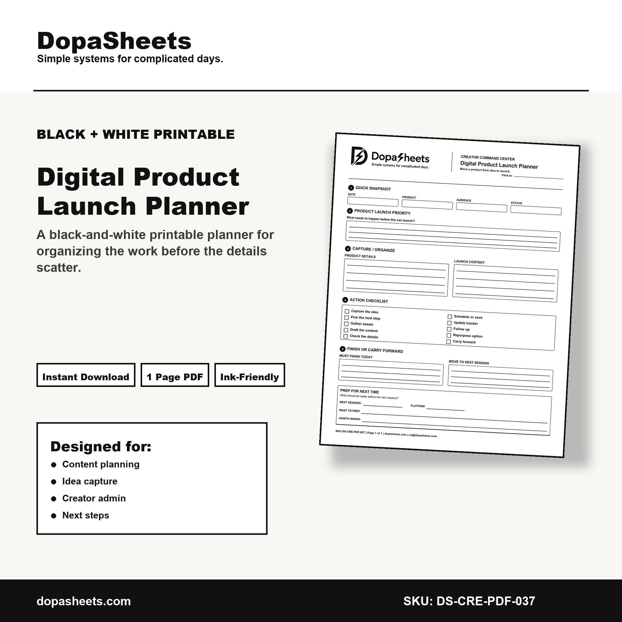 Printable Digital Product Launch Planner — From Idea to Launch Planning Sheet