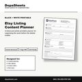Printable Etsy Listing Content Planner — Etsy Listing SEO & Planning Sheet