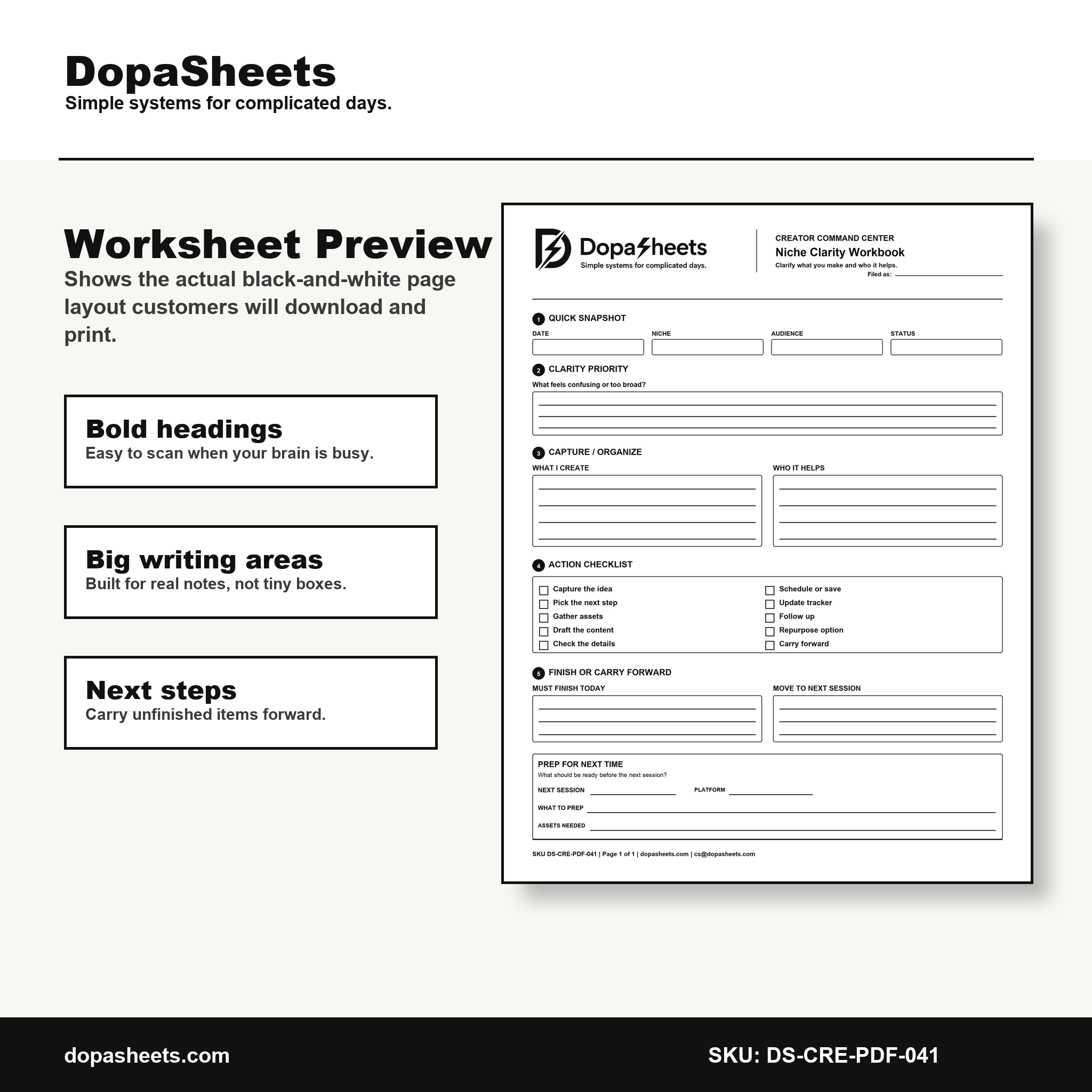 Printable Niche Clarity Workbook — Content Niche & Audience Clarity Sheet for Creators