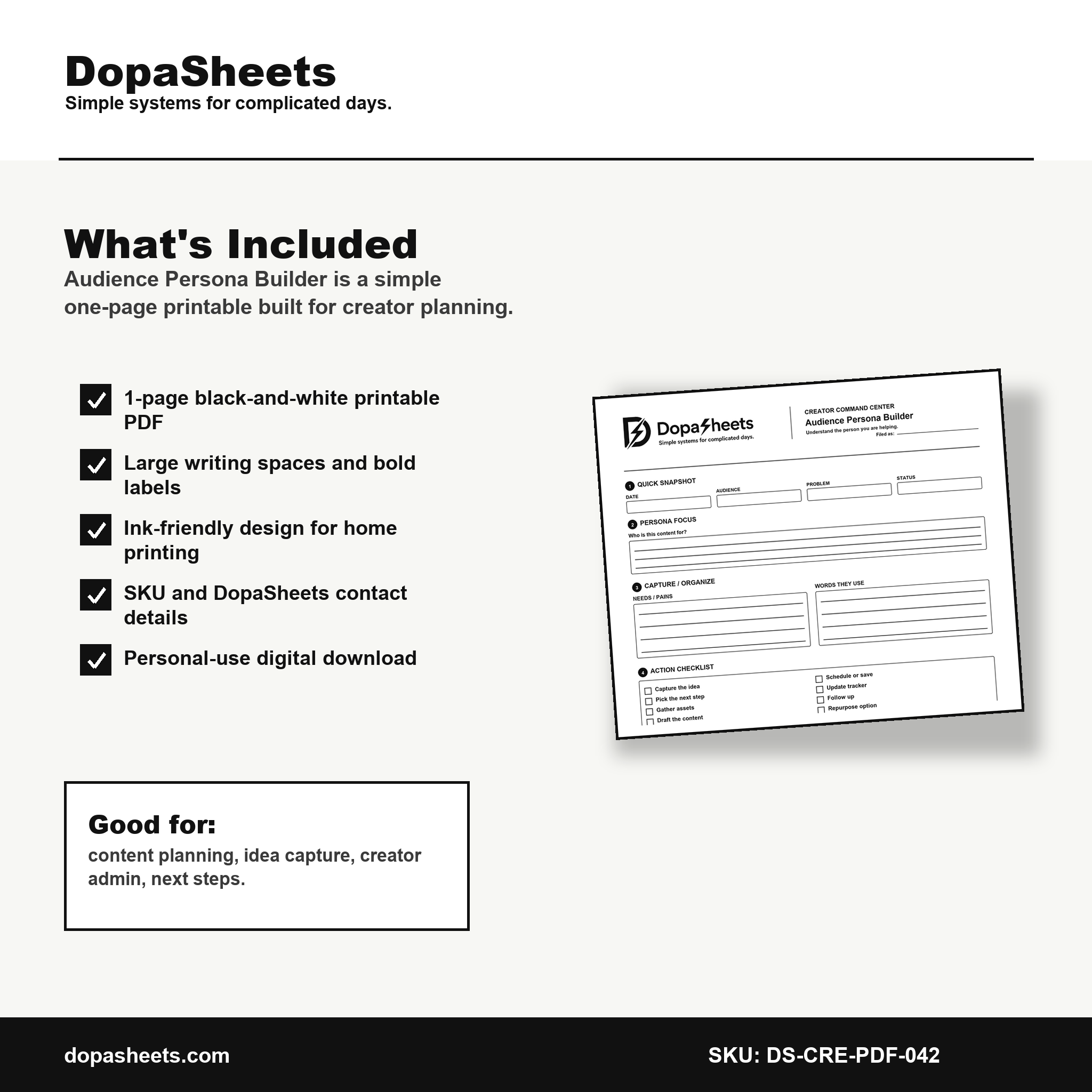 Printable Audience Persona Builder — Target Audience Clarity Sheet for Content Creators