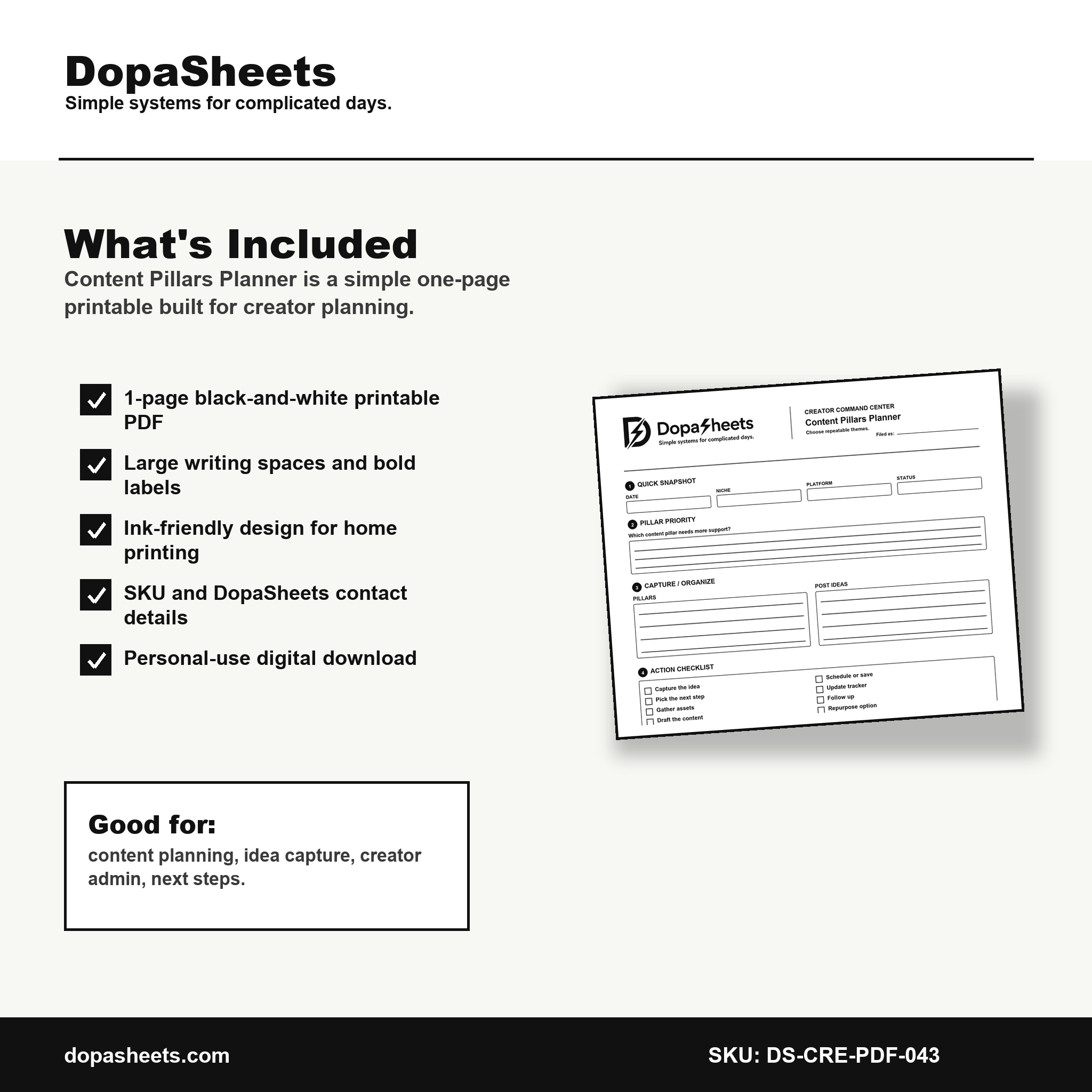 Printable Content Pillars Planner — Content Strategy & Pillar Planning Sheet