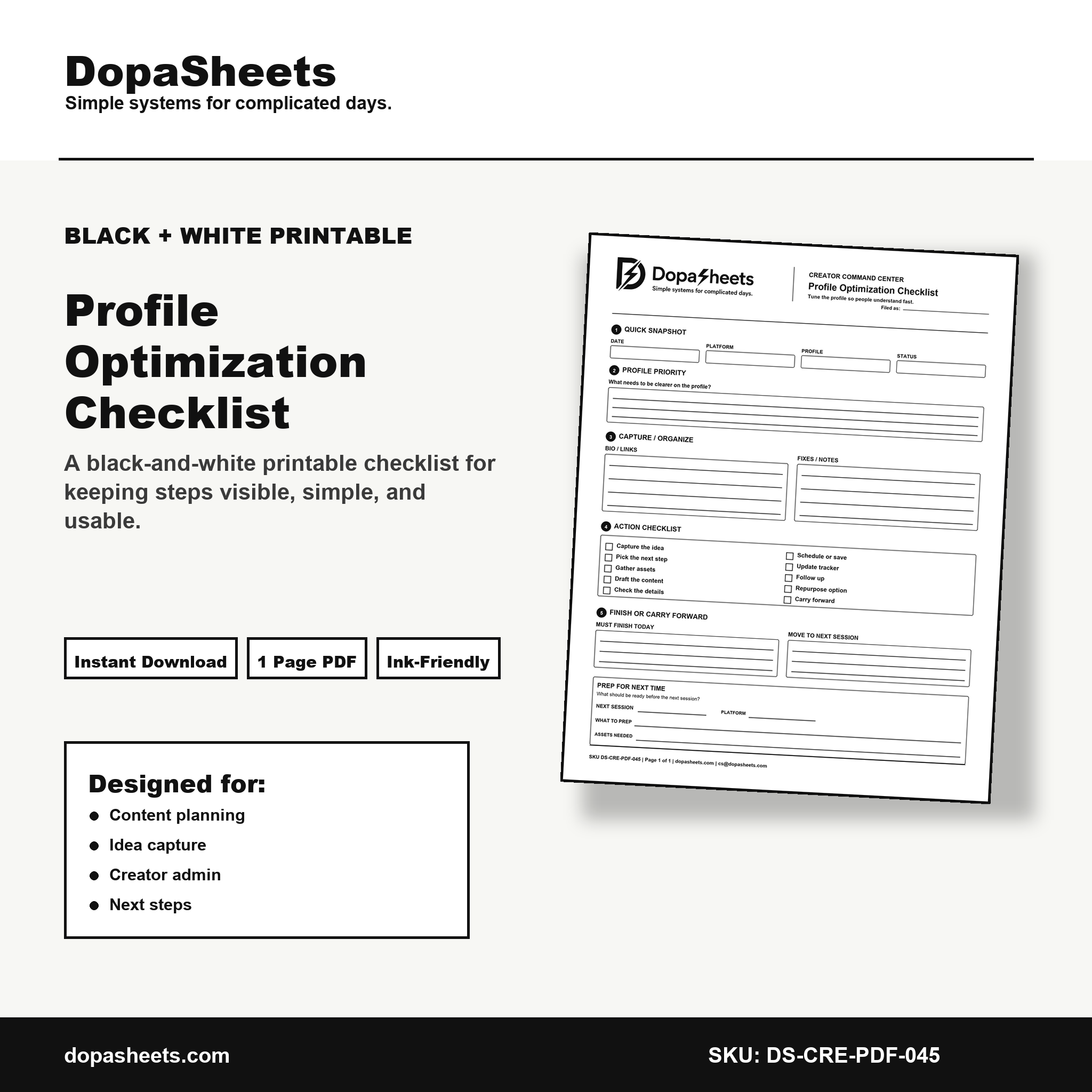 Printable Profile Optimization Checklist — Social Media Profile Audit & Improvement Sheet