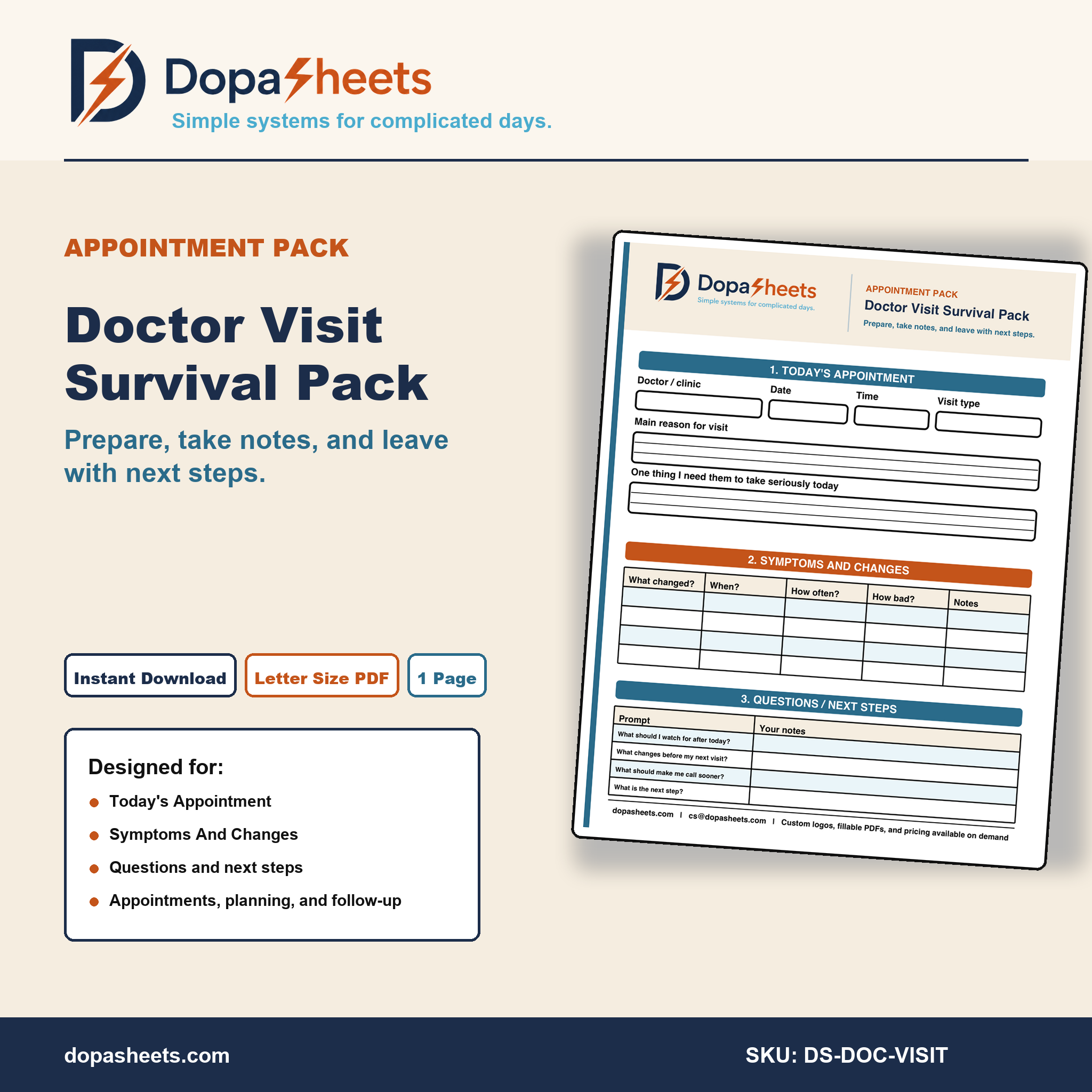 Caregiver Doctor Visit Survival Pack