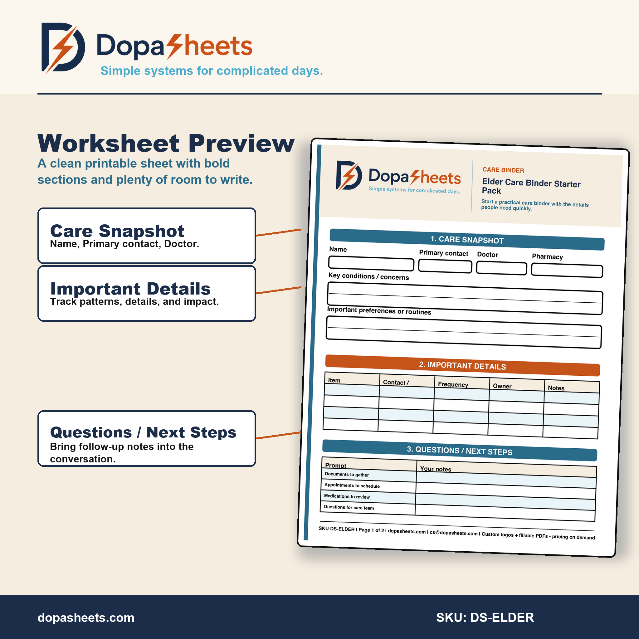 Printable Elder Care Binder Starter — Medical Organizer for Family Caregivers