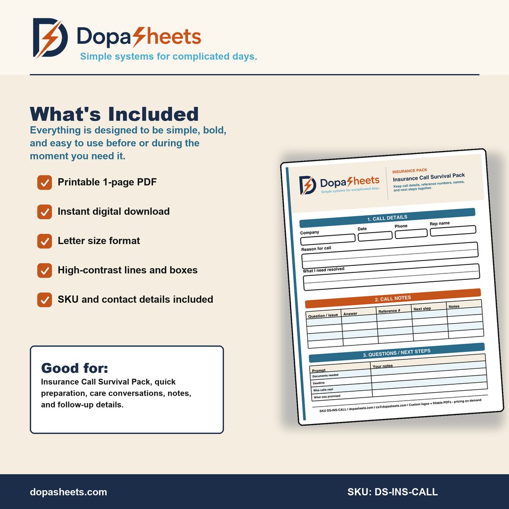 Printable Insurance Call Tracker — Prior Authorization & Claim Follow-Up Sheet