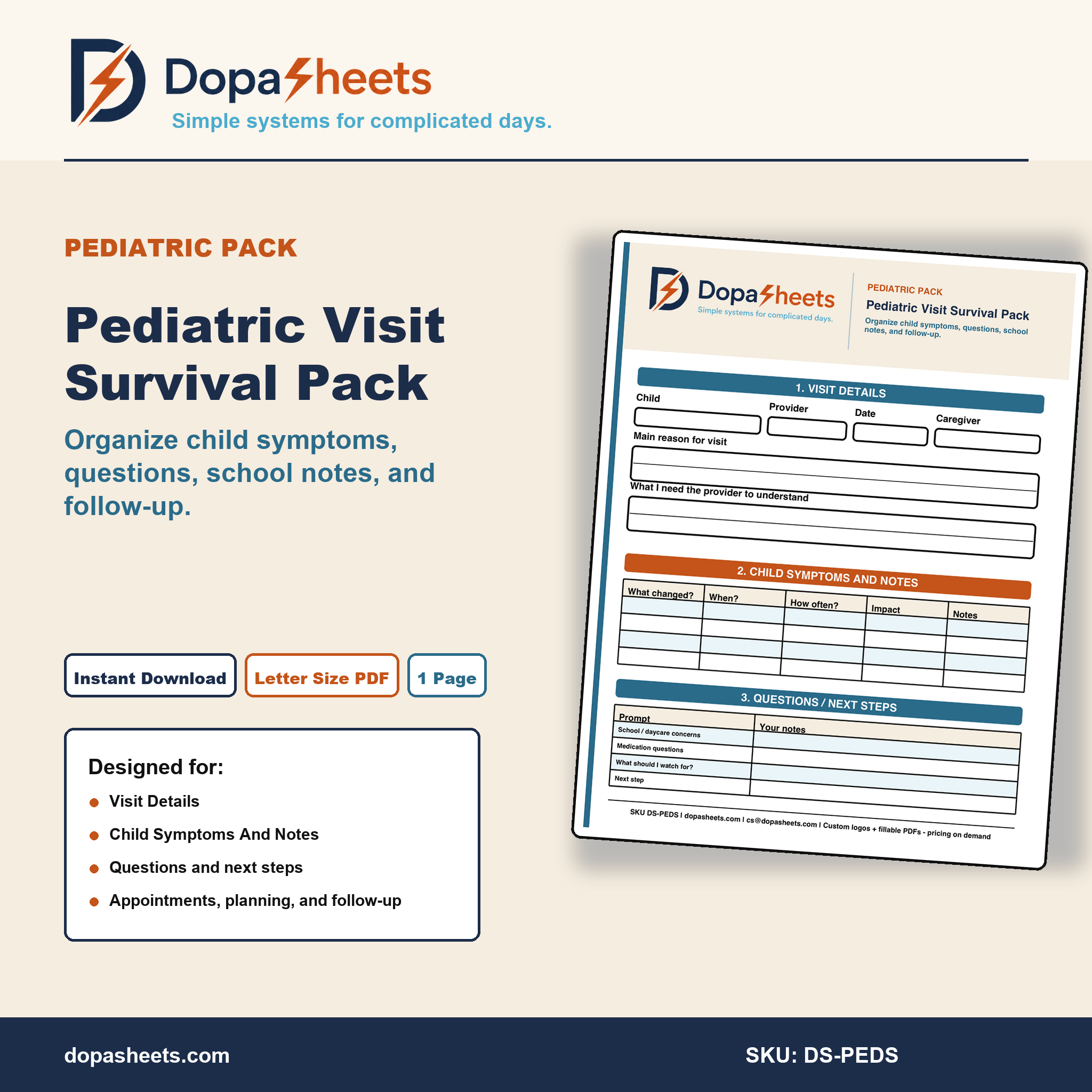 Pediatric Visit Survival Pack